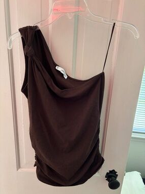 Brown One Shoulder Mango Top